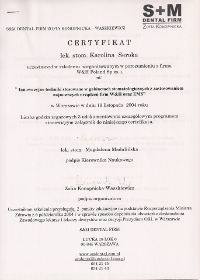 Karolina Seroka uczestniczyła w szkoleniu pt: Innowacyjne techniki stosowane w gabinetach stomatologicznych z zastosowaniem najnowszych urządzeń firm W&H oraz EMS