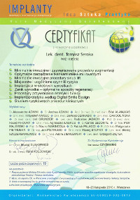 Tomasz Seroka uczestniczył w wykładach o Implantach. Tematyka: -minimalne inwazyjne i zaawansowane procedury augmentacji - optymalne zarządzanie tkankami miękkimi i twardymi - miejscowe i uogólnione czynniki ryzyka - implantacja w skośnych wyrostkach - zanik wyrostka, optymalne sposoby regeneracji - procedury przywracania estetyki i funkcji - Implantoprotetyka wg Digital Smile Design - Studium ryzykownych procedur klinicznych