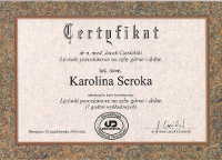 Certyfikat ukończenia kursu przez Karolinę Seroka pod tytułem: Licówki porcelanowe na zęby górne i dolne